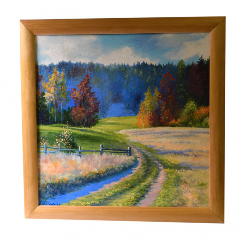 Картина «В сибирской глубинке» Масло, холст Размер 35×35 см. Оформлена