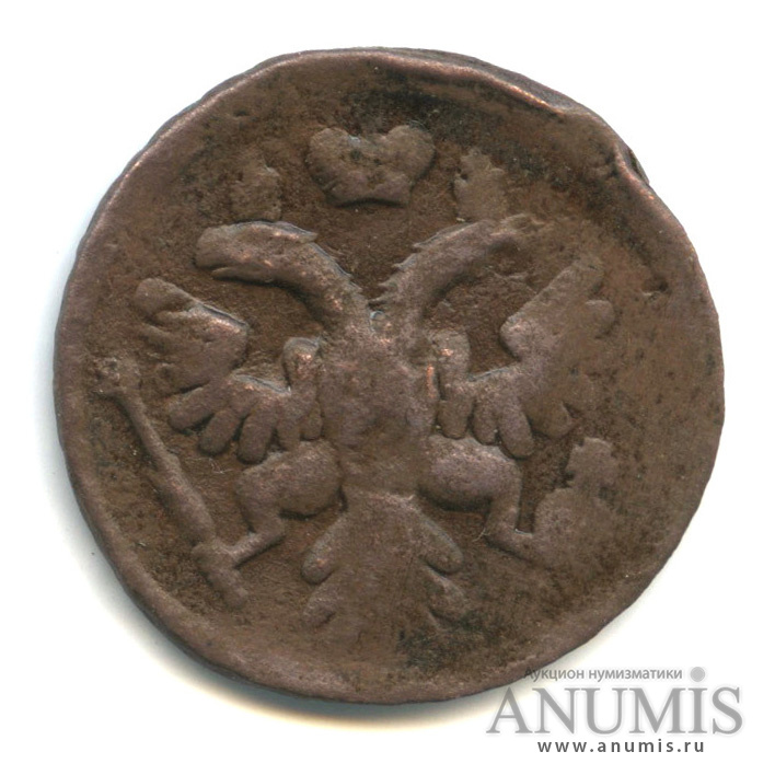 Деньга (½ копейки) 1737 — (½ копейки) - Орел 1730 г. Перегравировка года (Орел 1730 г.)
