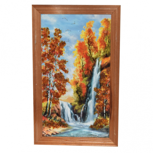 Картина «Водопад» Размер 16×27 см. С янтарем