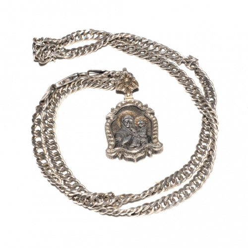 Иконка на цепочке Серебро, 925 проба 58 см