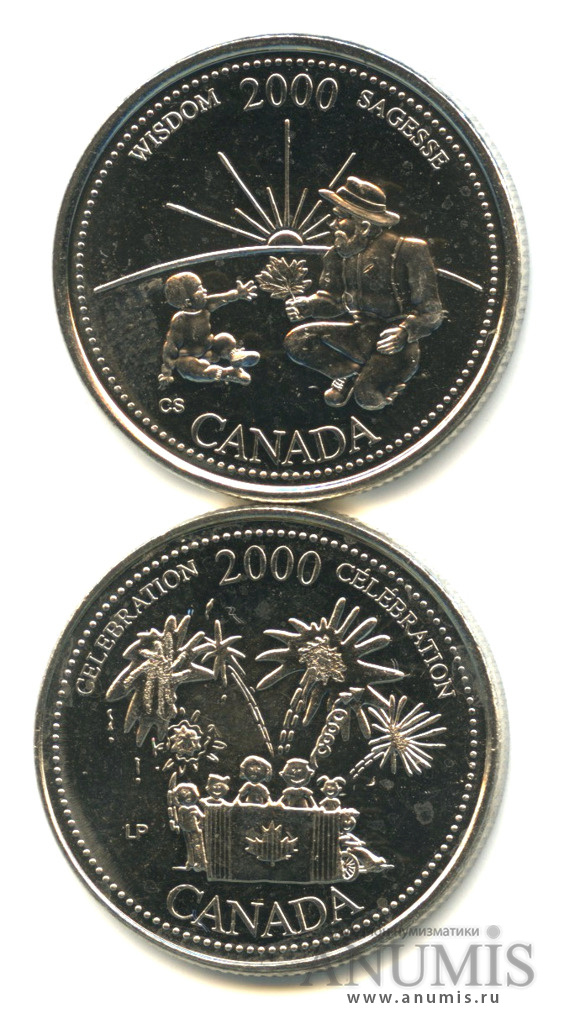 Миллениум 2000 год. Квотер монета. Монета Канады Миллениум 2000. Монета 25 центов 2000 года. Канада 2000 год.