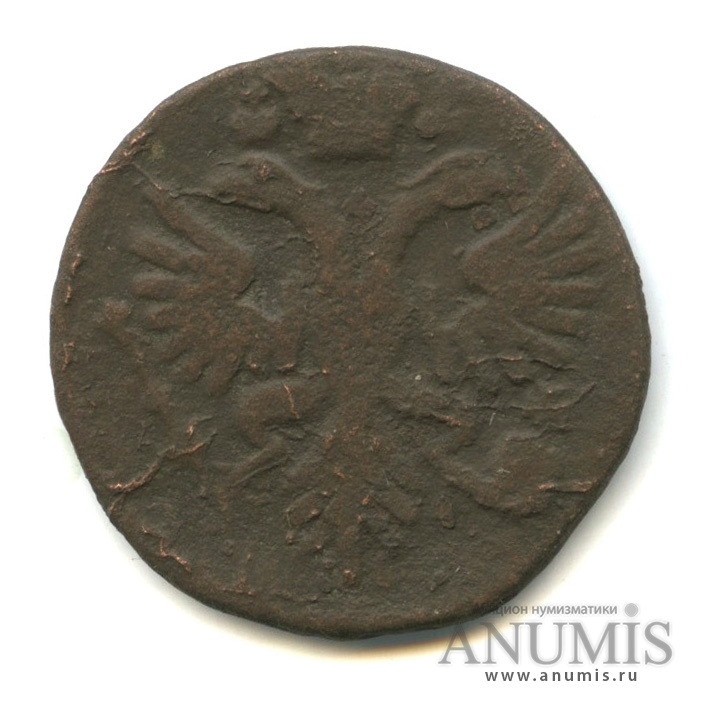 Деньга (½ копейки) 1731 — (½ копейки) - Орел 1730 г. Над годом 1 черта (Над годом 1 черта)