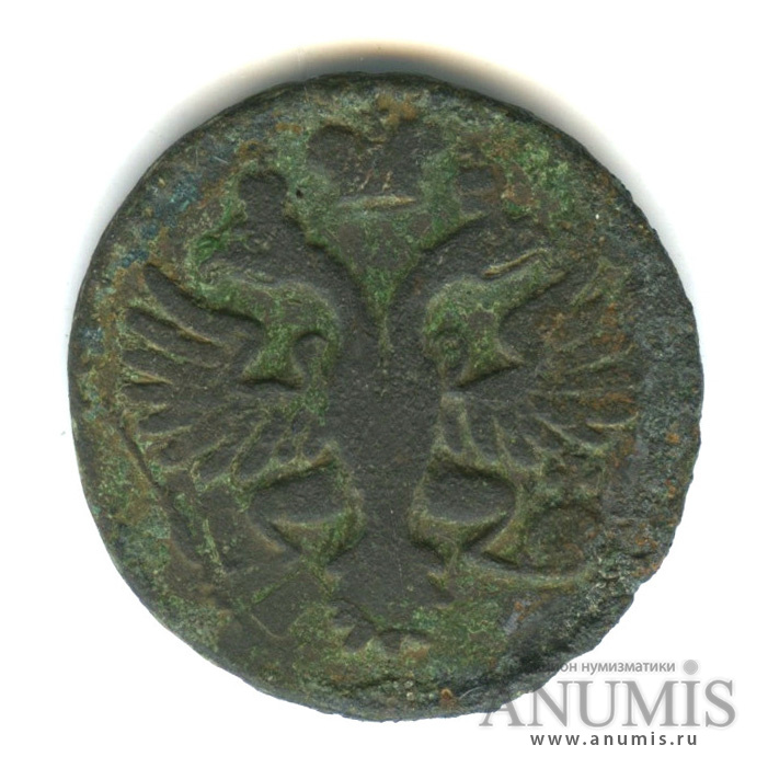 Деньга (½ копейки) 1731 — (½ копейки) - Орел 1730 г. Над годом 2 черты. RRR, «кислый» орел. Крайне редкая (Над годом нет черты)
