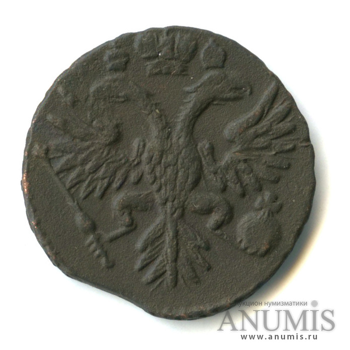 Деньга (½ копейки) 1731 — (½ копейки) - Орел 1730 г. Над годом 2 черты (Над годом 2 черты)