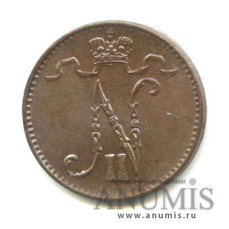 1 пенни 1915 — Для Финляндии. Вензель Николая II