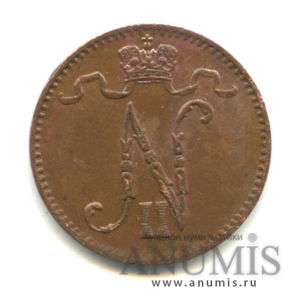1 пенни 1912 — Для Финляндии. Вензель Николая II