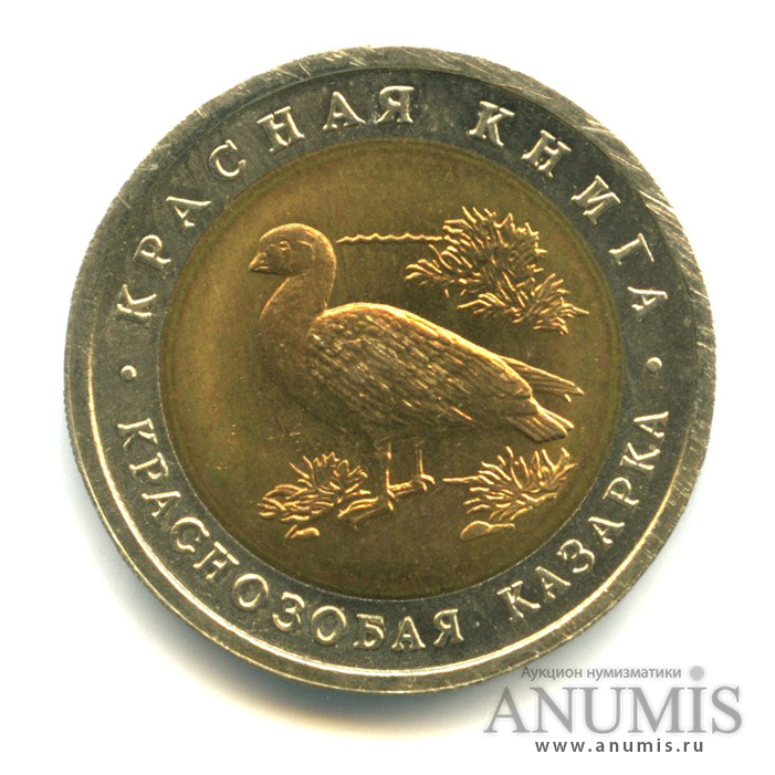 10 рублей 1992 ЛМД — Краснозобая казарка