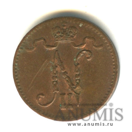 1 пенни 1916 — Для Финляндии. Вензель Николая II