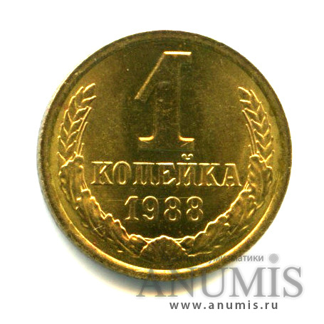 1 копейка 1988 — Яркий штемпельный блеск