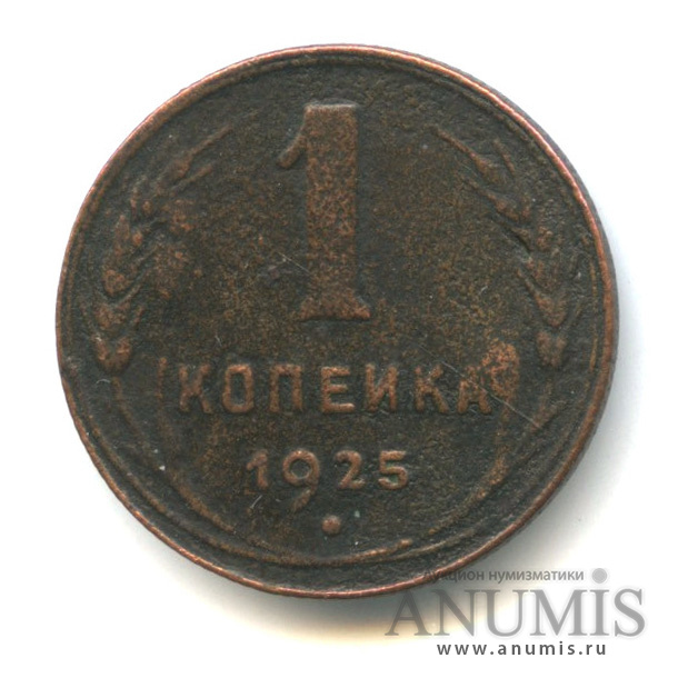 1 копейка 1925 — Гурт рубчатый