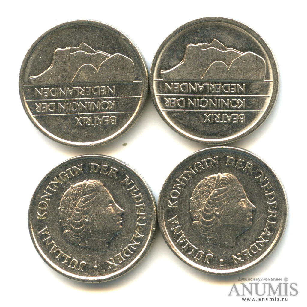 Монета Нидерланды 25 центов 1988.