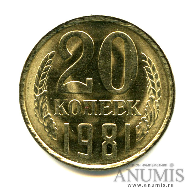 20 копеек 1981 — Яркий штемпельный блеск