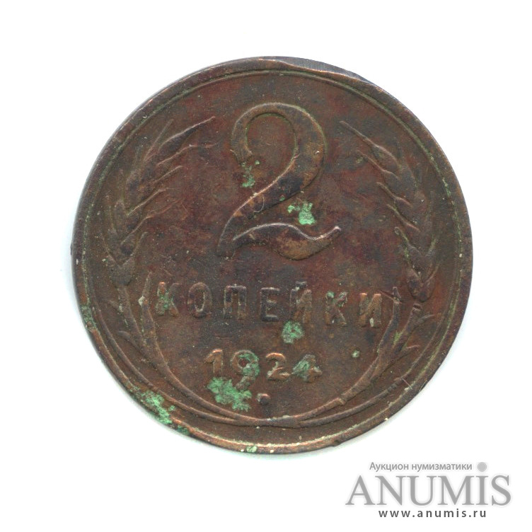 2 копейки 1924 — Гурт гладкий. На Николаевском кружке