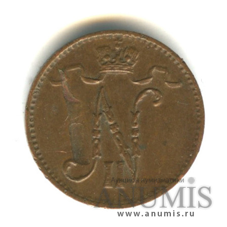 1 пенни 1915 — Для Финляндии. Вензель Николая II