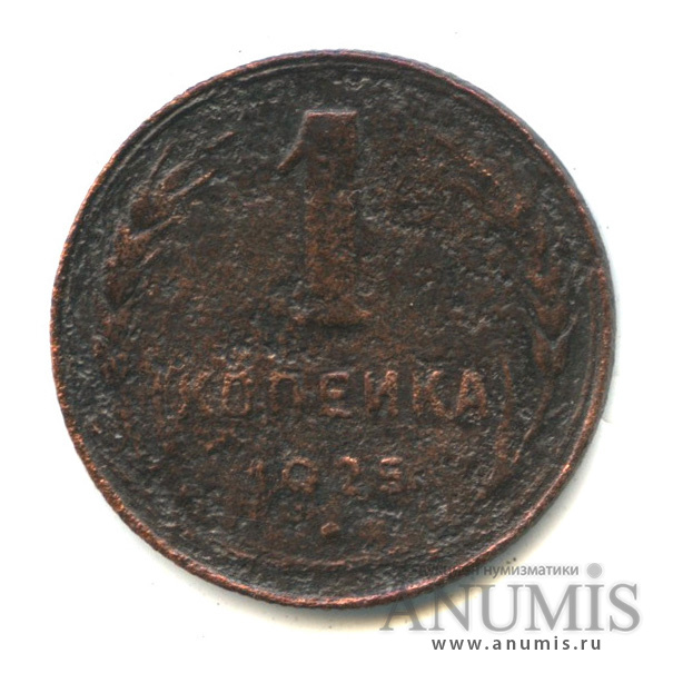 1 копейка 1925 — Гурт рубчатый
