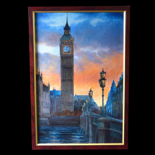 Картина «Биг-Бен на закате». Масло, холст. Размер 33×48 см