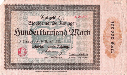 100 000 марок — Гроссгельд 1923. В холдере