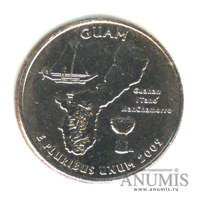 Тип 1.3 no 1766. 25 Центов 2009 Гуам. Квотер Гуам. 25 Центов 2009 — квотер Гуам d. Гуам монеты.