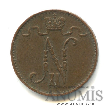 1 пенни 1915 — Для Финляндии. Вензель Николая II