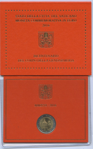 2 евро — 200 лет Папской жандармерии 2016. В блистере