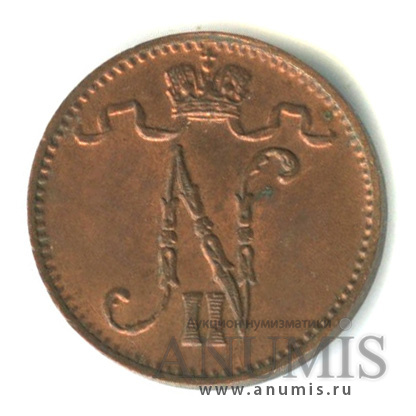 1 пенни 1913 — Для Финляндии. Вензель Николая II