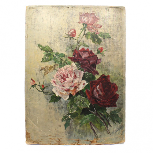 Картина «Розы». Холст на картоне. Размер 36×49,5 см