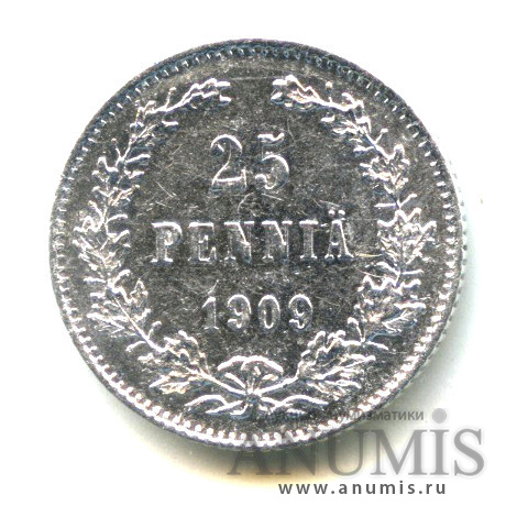 25 пенни 1909 L — Для Финляндии
