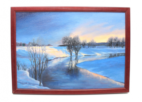 Картина «Зимний вечер», 22×32 см. Масло, холст