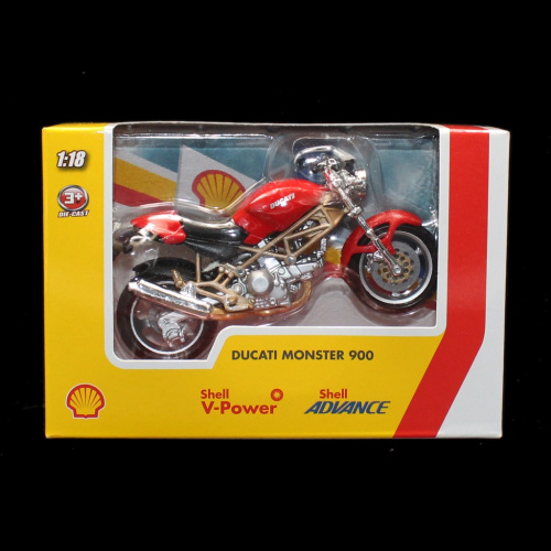 Масштабная модель мотоцикла «Ducati Monster 900». Масштаб 1:18. Shell/Bburago. В упаковке 15,5×10×5,5 см