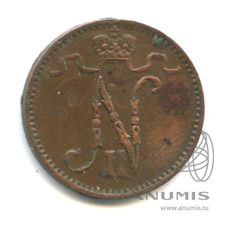 1 пенни 1913 — Для Финляндии. Вензель Николая II