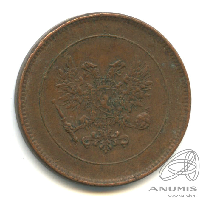 5 пенни 1917 — Для Финляндии. Орел