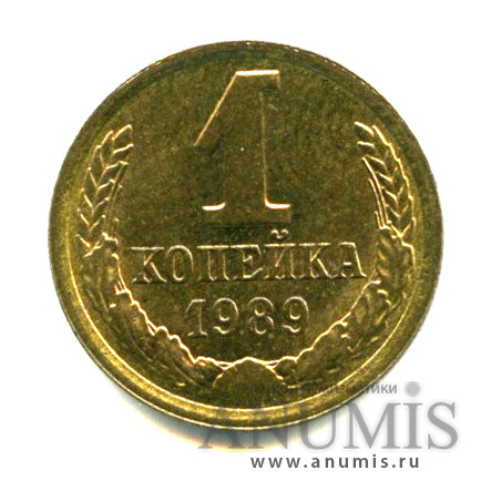 1 копейка 1989 — Яркий штемпельный блеск