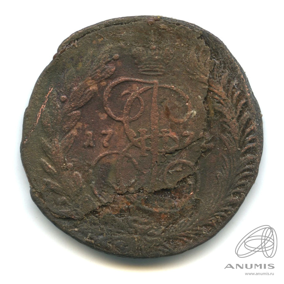 2 копейки 1772 ЕМ — Отслоение металла