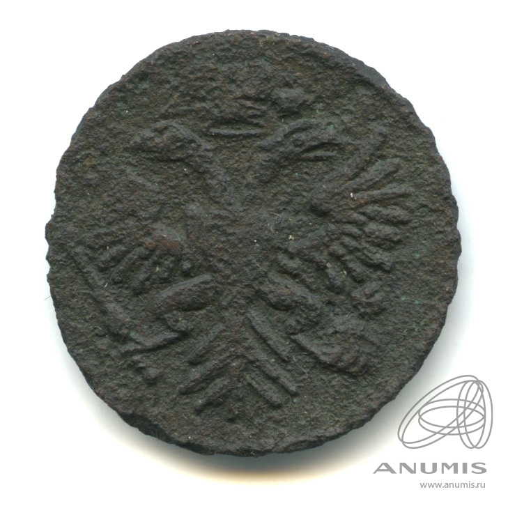 Деньга 1731 — (½ копейки) - Орел 1730 г. Над годом 1 черта. R (Над годом 1 черта)