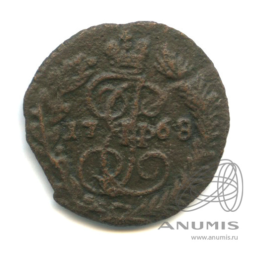 Полушка (¼ копейки) 1768 ЕМ — (¼ копейки) - Вензель императрицы Екатерины II Великой