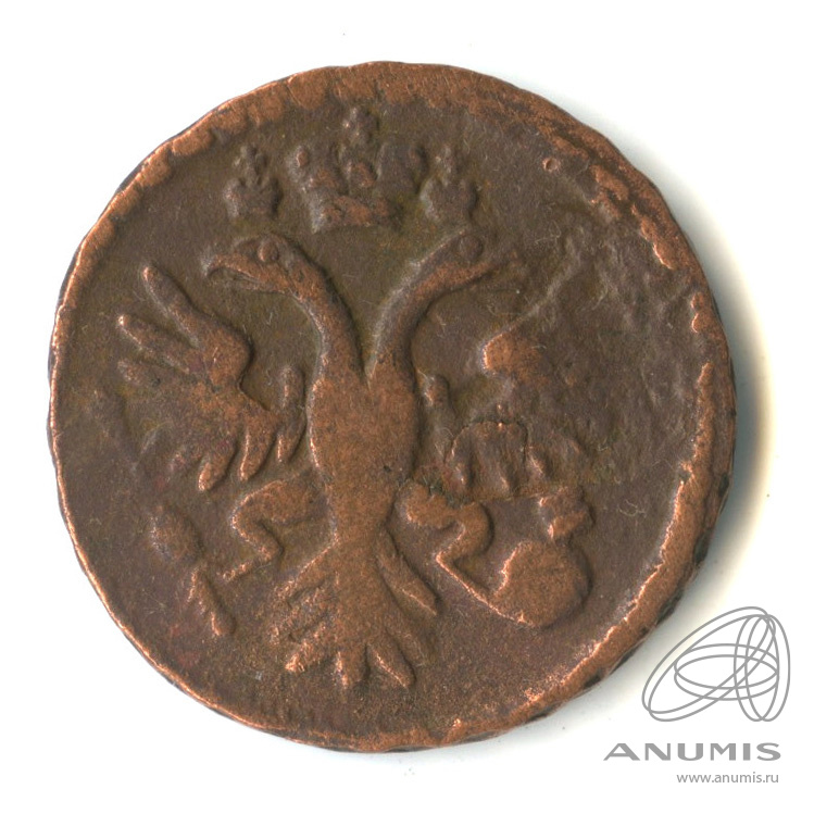 Деньга 1731 — (½ копейки) - Орел 1730 г. Над годом 2 черты (Над годом 2 черты)