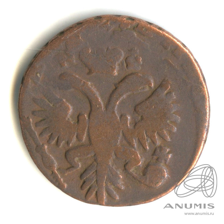 Деньга 1731 — (½ копейки) - Орел 1730 г. Над годом 2 черты (Над годом 2 черты)