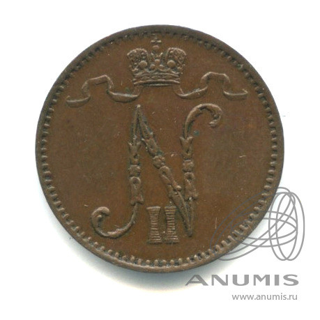 1 пенни 1902 — Для Финляндии. Вензель Николая II