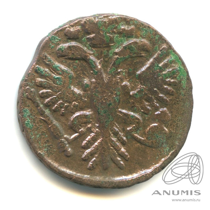 Деньга 1731 — (½ копейки) - Орел 1730 г. Над годом 2 черты (Над годом 2 черты)