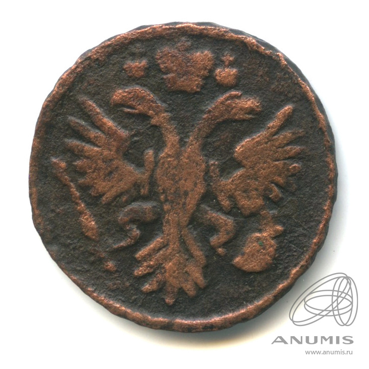 Деньга 1731 — (½ копейки) - Орел 1730 г. Над годом 2 черты (Над годом 2 черты)
