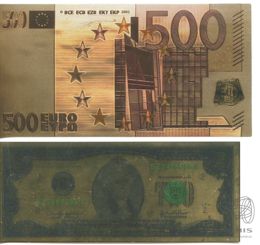 Сувенирная банкнота 500 евро. 2002 долларов в рублях