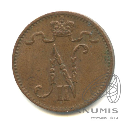 1 пенни 1916 — Для Финляндии. Вензель Николая II
