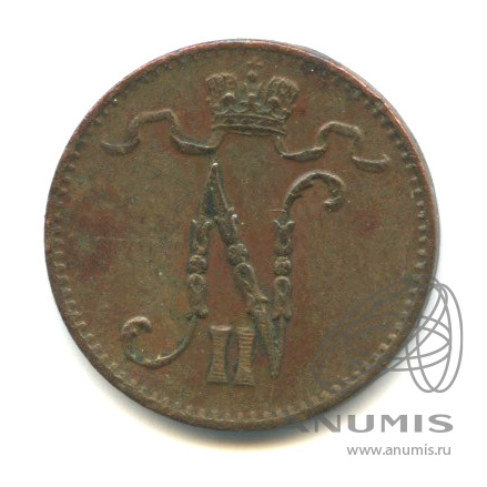1 пенни 1915 — Для Финляндии. Вензель Николая II