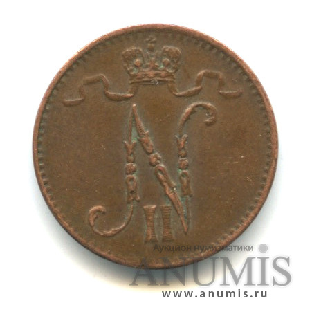 1 пенни 1915 — Для Финляндии. Вензель Николая II