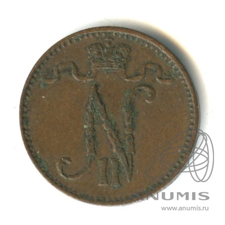 1 пенни 1899 — Для Финляндии. Вензель Николая II