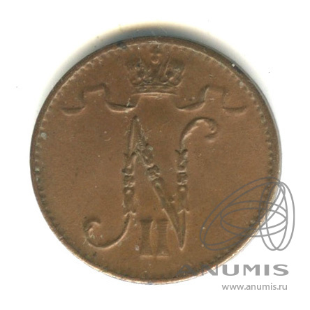1 пенни 1915 — Для Финляндии. Вензель Николая II