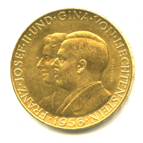50 франков — Франц Иосиф II и Принцеса Джина 1956. В капсуле