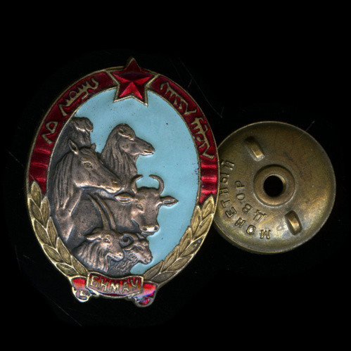 Знак «Лучший пастух». Крепление: винт. Эмаль. МНР