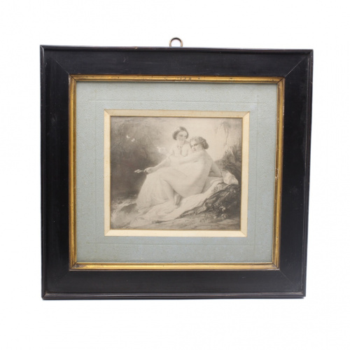 Картина «Девушки». Размер 37×34,5 см. С паспарту, под стеклом