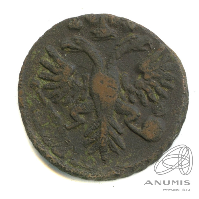 Деньга 1731 — (½ копейки) - Орел 1730 г. Над годом 2 черты (Над годом 2 черты)